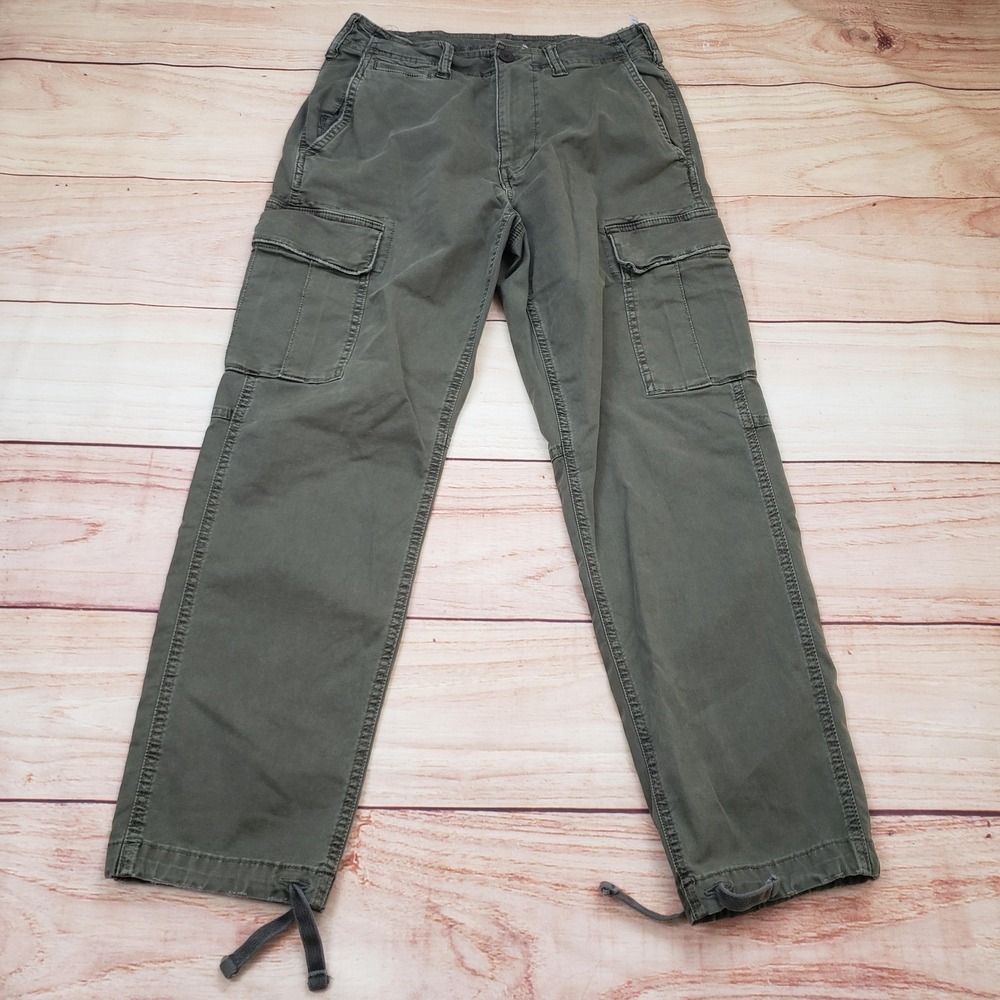 American Eagle Cargo Pants Mens 28x28‎ Green Flex Original Straight Drawstring